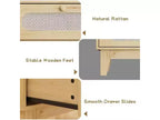3 Drawer Rattan Dresser for Bedroom, Set of 2 Modern Wooden Dresser Chest with Handles for Bedroom,Anti-Tip Design,Hallway and Living Room