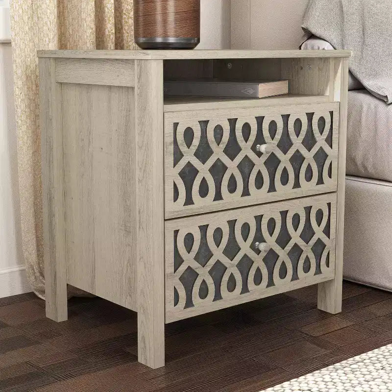 Galano Modern 2-Drawer Nightstands with Open Storage Set of 2 20.9 W  15.7 D  22.7 H