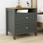 Galano Modern 2-Drawer Nightstands with Open Storage Set of 2 20.9 W  15.7 D  22.7 H