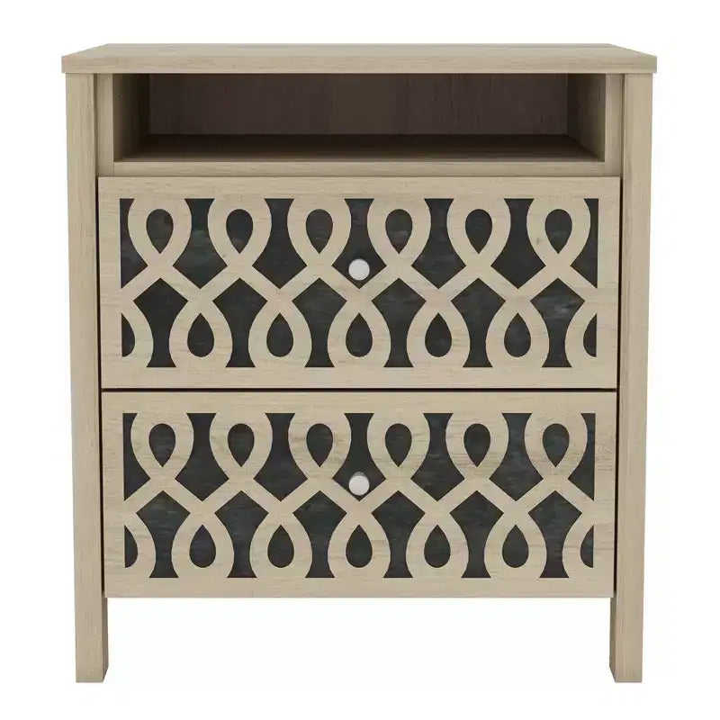 Galano Modern 2-Drawer Nightstands with Open Storage Set of 2 20.9 W  15.7 D  22.7 H