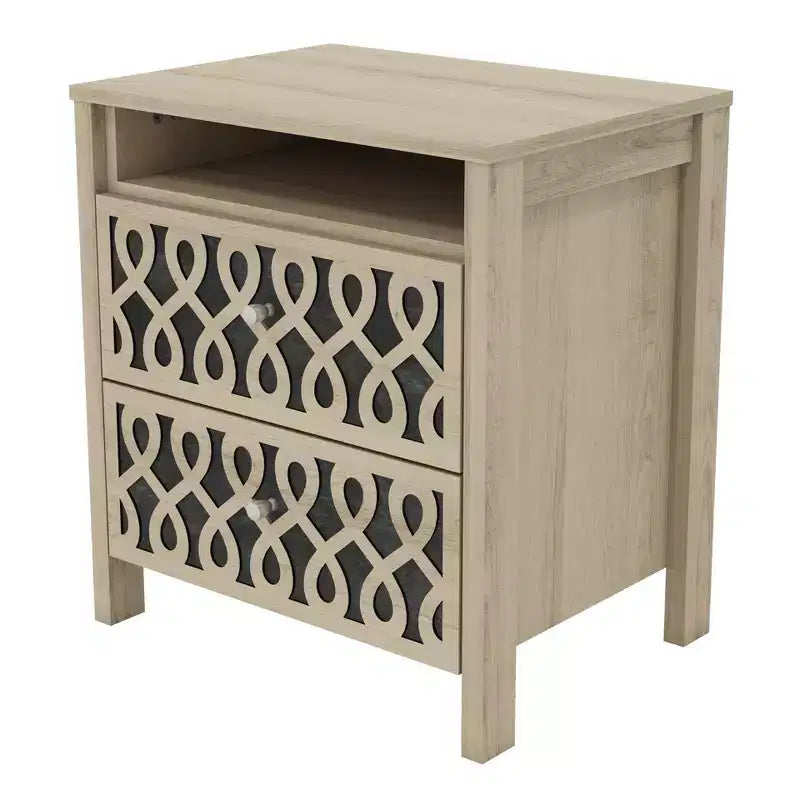 Galano Modern 2-Drawer Nightstands with Open Storage Set of 2 20.9 W  15.7 D  22.7 H