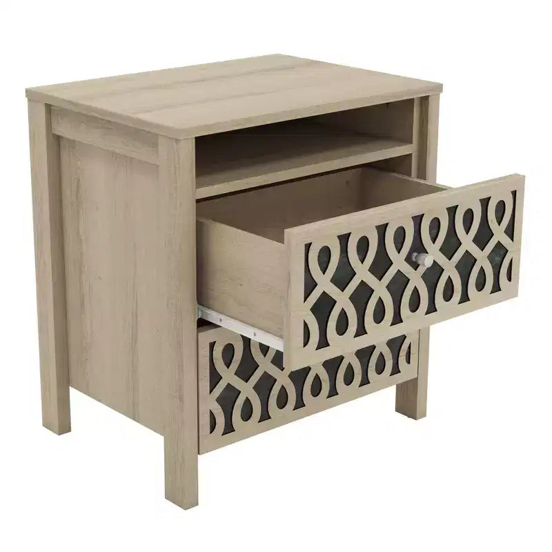 Galano Modern 2-Drawer Nightstands with Open Storage Set of 2 20.9 W  15.7 D  22.7 H