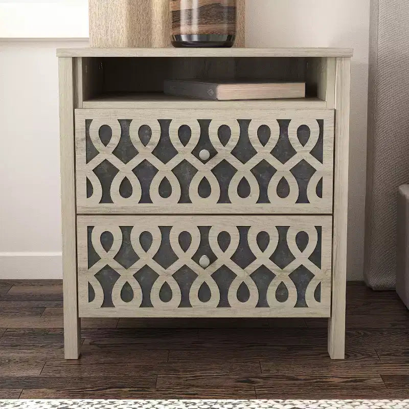 Galano Modern 2-Drawer Nightstands with Open Storage Set of 2 20.9 W  15.7 D  22.7 H