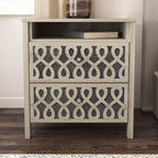 Galano Modern 2-Drawer Nightstands with Open Storage Set of 2 20.9 W  15.7 D  22.7 H