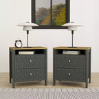 Galano Modern 2-Drawer Nightstands with Open Storage Set of 2 20.9 W  15.7 D  22.7 H