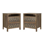 Galano Modern 2-Drawer Nightstands with Open Storage Set of 2 20.9 W  15.7 D  22.7 H