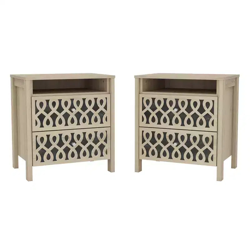Galano Modern 2-Drawer Nightstands with Open Storage Set of 2 20.9 W  15.7 D  22.7 H