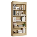 71 Farmhouse Bookcase w/Double Fluted Design, 5 Tier Tall Bookshelf with Wooden Base, Wooden Bookshelf