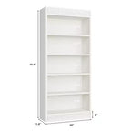 71 Farmhouse Bookcase w/Double Fluted Design, 5 Tier Tall Bookshelf with Wooden Base, Wooden Bookshelf