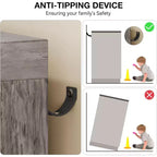 PB Board Double-Door 4-Drawer Wardrobe Gray | Bedroom, Kids' Room, Small Space