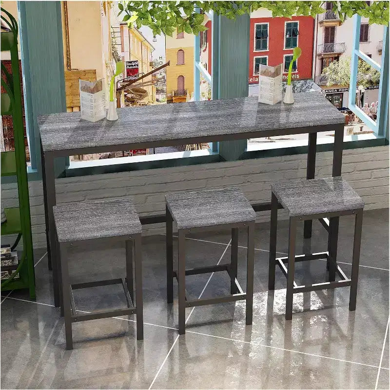 4pcs/Set Kitchen Dining Table with 4 Chairs, Well-Crafted Table Set for Dining Room, Living Room, Home, or Office