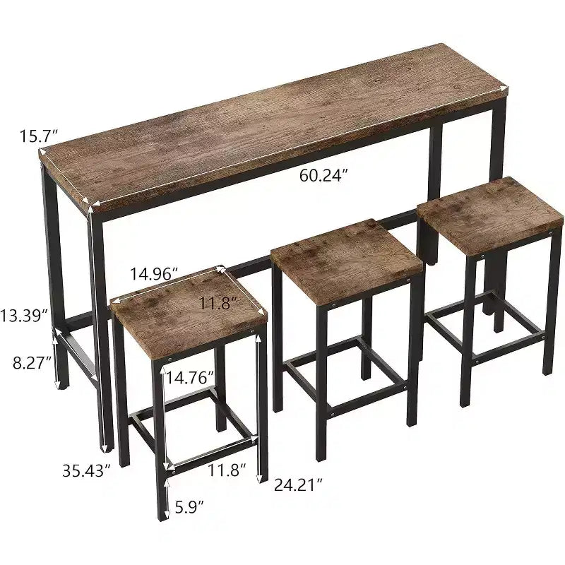 4pcs/Set Kitchen Dining Table with 4 Chairs, Well-Crafted Table Set for Dining Room, Living Room, Home, or Office