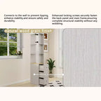 73 Tall Slim Storage Cabinet, 3-Tier Media Storage Cabinet with 3 Drawers and 2 Hooks, Bookcase Display Storage Shelves, Cube CD, DVD, game console