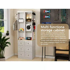 73 Tall Slim Storage Cabinet, 3-Tier Media Storage Cabinet with 3 Drawers and 2 Hooks, Bookcase Display Storage Shelves, Cube CD, DVD, game console