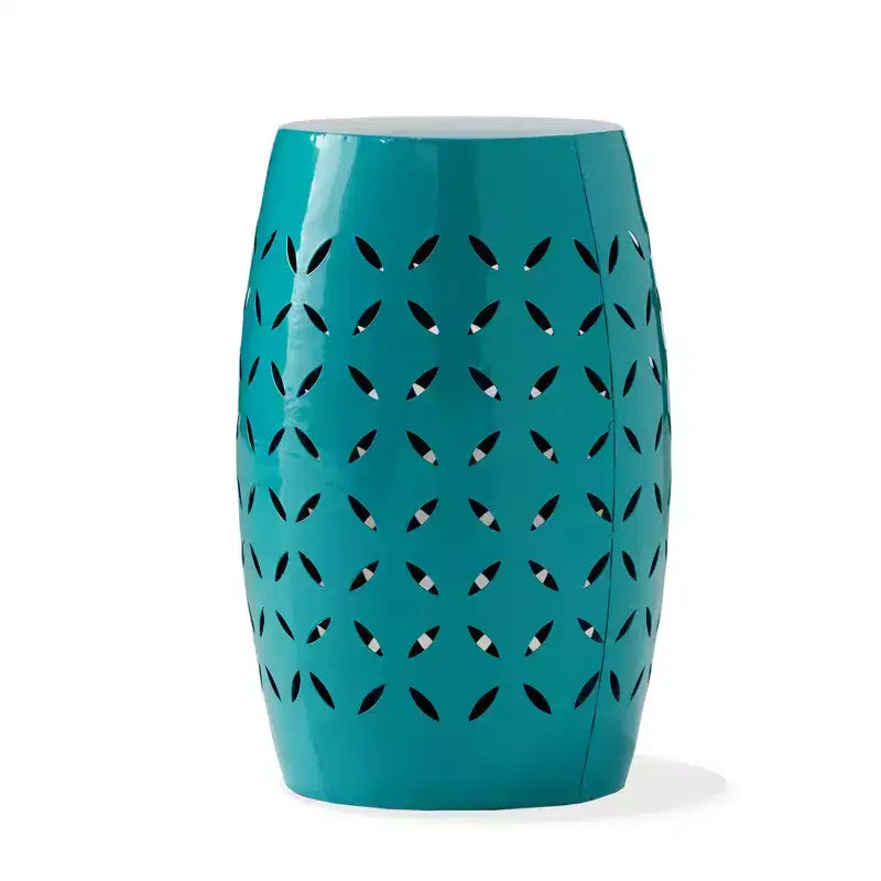 Zeus & Ruta 12 Industrial Cylindrical Accent Side Table with Curved Cutout Design for Indoor & Outdoor Use