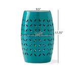 Zeus & Ruta 12 Industrial Cylindrical Accent Side Table with Curved Cutout Design for Indoor & Outdoor Use