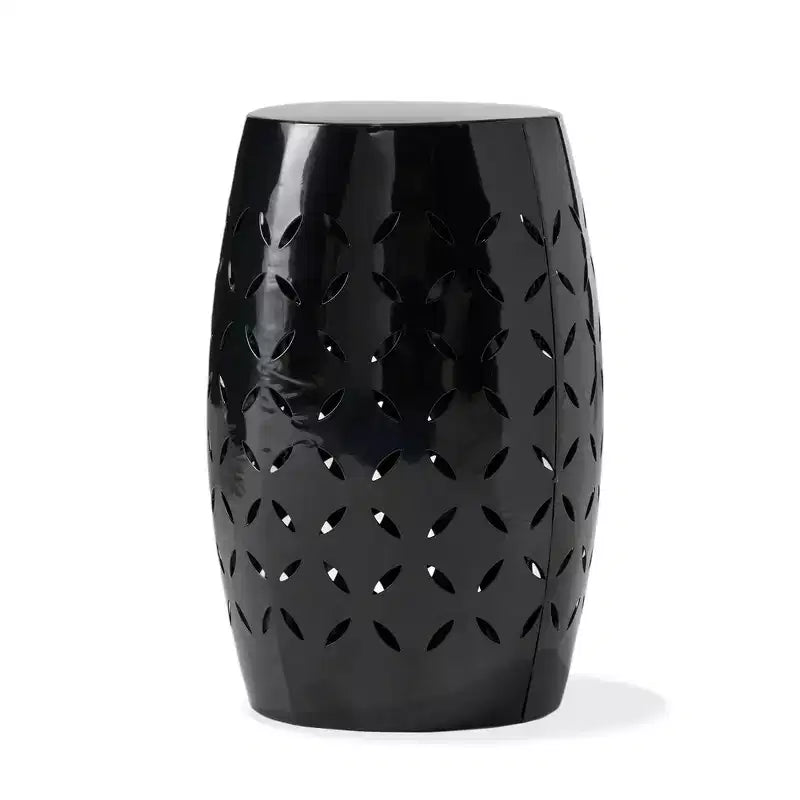 Zeus & Ruta 12 Industrial Cylindrical Accent Side Table with Curved Cutout Design for Indoor & Outdoor Use