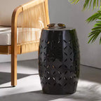 Zeus & Ruta 12 Industrial Cylindrical Accent Side Table with Curved Cutout Design for Indoor & Outdoor Use