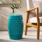 Zeus & Ruta 12 Industrial Cylindrical Accent Side Table with Curved Cutout Design for Indoor & Outdoor Use