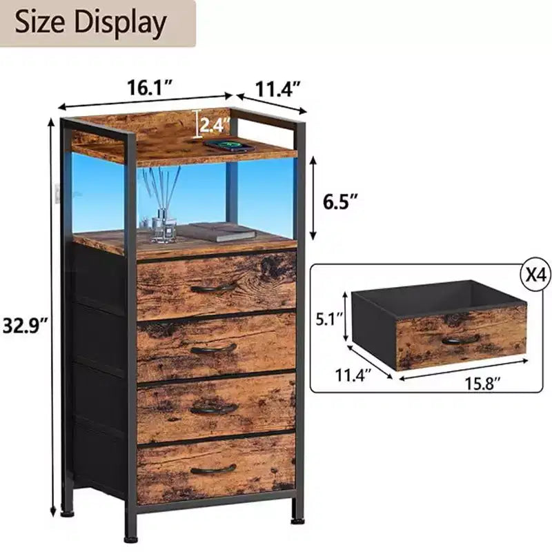 Drawer Cabinet with 4 Drawers, Equipped with a Wooden Tabletop and Dressing Table, Suitable for Bedrooms and Kitchens, 41x29x83.5 cm