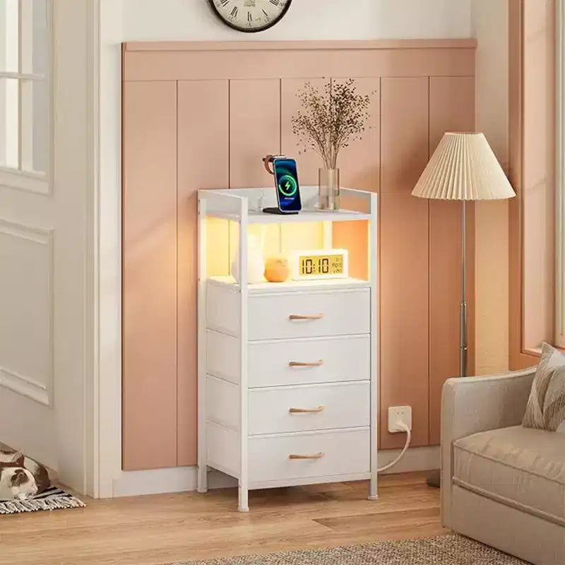 Drawer Cabinet with 4 Drawers, Equipped with a Wooden Tabletop and Dressing Table, Suitable for Bedrooms and Kitchens, 41x29x83.5 cm