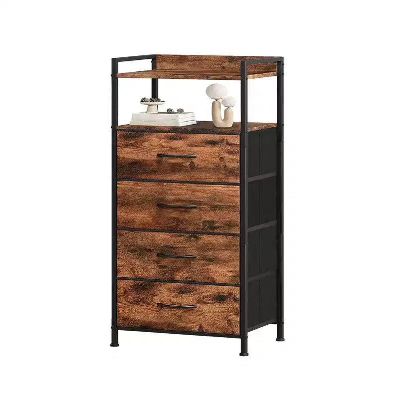 Drawer Cabinet with 4 Drawers, Equipped with a Wooden Tabletop and Dressing Table, Suitable for Bedrooms and Kitchens, 41x29x83.5 cm