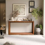 Okak Modern Solid Wood Veneer Console Table with Ample Storage Tier,Behind Sofa Table Bar Table for Living Room,Hallway