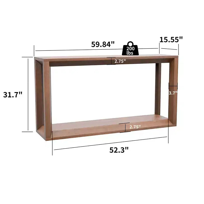 Okak Modern Solid Wood Veneer Console Table with Ample Storage Tier,Behind Sofa Table Bar Table for Living Room,Hallway