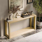 Okak Modern Solid Wood Veneer Console Table with Ample Storage Tier,Behind Sofa Table Bar Table for Living Room,Hallway