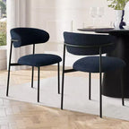 Upholstered Dining Chairs Set of 2, Modern Kitchen Side Chairs with Open Back, Soft Fabric Seat & Black Metal Legs - Panipeachy