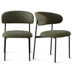 Upholstered Dining Chairs Set of 2, Modern Kitchen Side Chairs with Open Back, Soft Fabric Seat & Black Metal Legs - Panipeachy