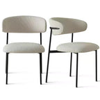 Upholstered Dining Chairs Set of 2, Modern Kitchen Side Chairs with Open Back, Soft Fabric Seat & Black Metal Legs - Panipeachy