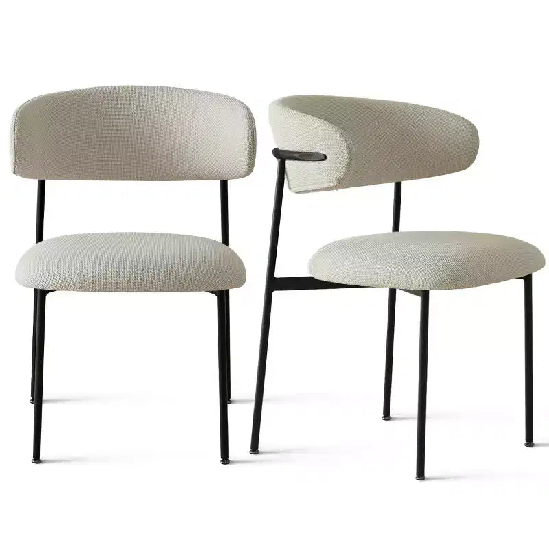 Upholstered Dining Chairs Set of 2, Modern Kitchen Side Chairs with Open Back, Soft Fabric Seat & Black Metal Legs - Panipeachy