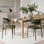 Upholstered Dining Chairs Set of 2, Modern Kitchen Side Chairs with Open Back, Soft Fabric Seat & Black Metal Legs - Panipeachy