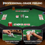 48 Folding Poker Table with 8 Players, Protable Folding Game Table Padded Rails  Stainless Steel Cup Holders  Collapsible Metal Legs
