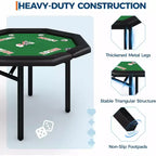 48 Folding Poker Table with 8 Players, Protable Folding Game Table Padded Rails  Stainless Steel Cup Holders  Collapsible Metal Legs