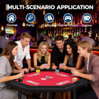 48 Folding Poker Table with 8 Players, Protable Folding Game Table Padded Rails  Stainless Steel Cup Holders  Collapsible Metal Legs