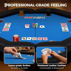 48 Folding Poker Table with 8 Players, Protable Folding Game Table Padded Rails  Stainless Steel Cup Holders  Collapsible Metal Legs