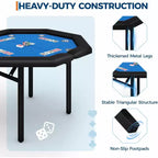 48 Folding Poker Table with 8 Players, Protable Folding Game Table Padded Rails  Stainless Steel Cup Holders  Collapsible Metal Legs