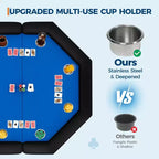 48 Folding Poker Table with 8 Players, Protable Folding Game Table Padded Rails  Stainless Steel Cup Holders  Collapsible Metal Legs