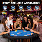 48 Folding Poker Table with 8 Players, Protable Folding Game Table Padded Rails  Stainless Steel Cup Holders  Collapsible Metal Legs