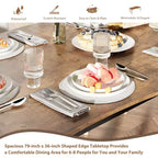 Dining Table for 6-8 People, Rustic Wave Irregular Edge Table with Thick MDF Top & Metal Frame, Waterproof Scratch-Resistant, VersatileMarble