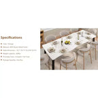 Dining Table for 6-8 People, Rustic Wave Irregular Edge Table with Thick MDF Top & Metal Frame, Waterproof Scratch-Resistant, VersatileMarble