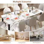 Dining Table for 6-8 People, Rustic Wave Irregular Edge Table with Thick MDF Top & Metal Frame, Waterproof Scratch-Resistant, VersatileMarble