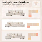 GDFStudio Nathan Modern 107 Chenille L-Shaped Pull-Out Sectional Sofa with Storage Ottoman and Adjustable Armrest Console with Charging Ports