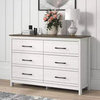 Galano 6-Drawer Dresser with Smooth-Glide Storage in Pearl White Oak 47 W
