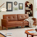 ATJafurn Modern 94.5-inch Luxury Brown Leather Sofa  Minimalist Modern Style Sturdy Frame Soft Touch Breathable and Easy-to-Clean Surface