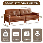 ATJafurn Modern 94.5-inch Luxury Brown Leather Sofa  Minimalist Modern Style Sturdy Frame Soft Touch Breathable and Easy-to-Clean Surface