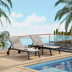 2 Patio Textile Chaise Lounge Chairs with Side Table, Outdoor Chaise Lounge Set, 5-Level Backrest Pool Lounger, Sunbathing Chair for Pool, Yard, Beach