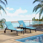 2 Patio Textile Chaise Lounge Chairs with Side Table, Outdoor Chaise Lounge Set, 5-Level Backrest Pool Lounger, Sunbathing Chair for Pool, Yard, Beach